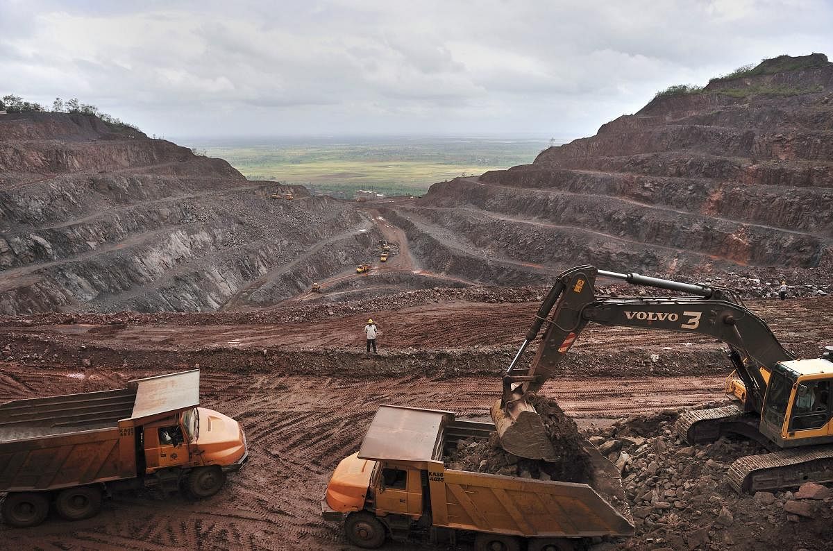 A view of iron ore mine in Karnataka