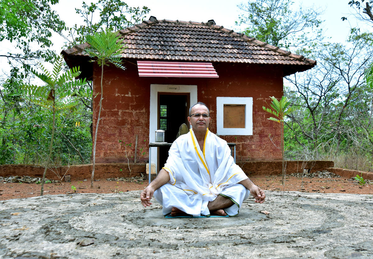 Satvik Vegan Society founder Shankar Narayan at Sthitaprajna at Yeljit village in Byndoor. 