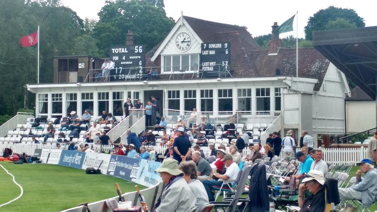 OLD WORLD CHARM: The picturesque pavilion of the Nevill Ground at Tunbridge Wells Cricket Club where Kapil Dev scored the sensational 175 not out against Zimbabwe in a 1983 World Cup match. DH PHOTO/MADHU JAWALI