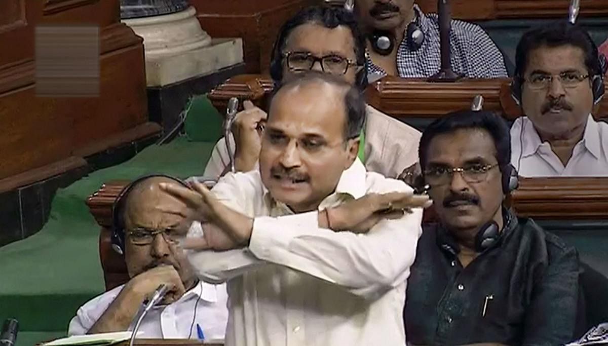 New Delhi: Congress MP from West Bengal Adhir Ranjan Chowdhury speaks in the Lok Sabha during the Budget session of Parliament, in New Delhi (Photo PTI)