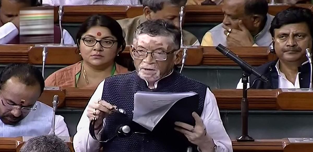MoS of the Ministry of Labour and Employment Santosh Kumar Gangwar speaks in the Lok Sabha during the Budget Session of Parliament. (PTI Photo)