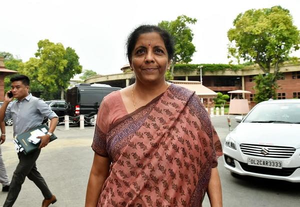 Finance Minister Nirmala Sitaraman will deliver her first Budget on July 5. Here she is seen outside Parliament House during the ongoing Budget Session. Photo credit:  Arun Sharma/ PTI photo