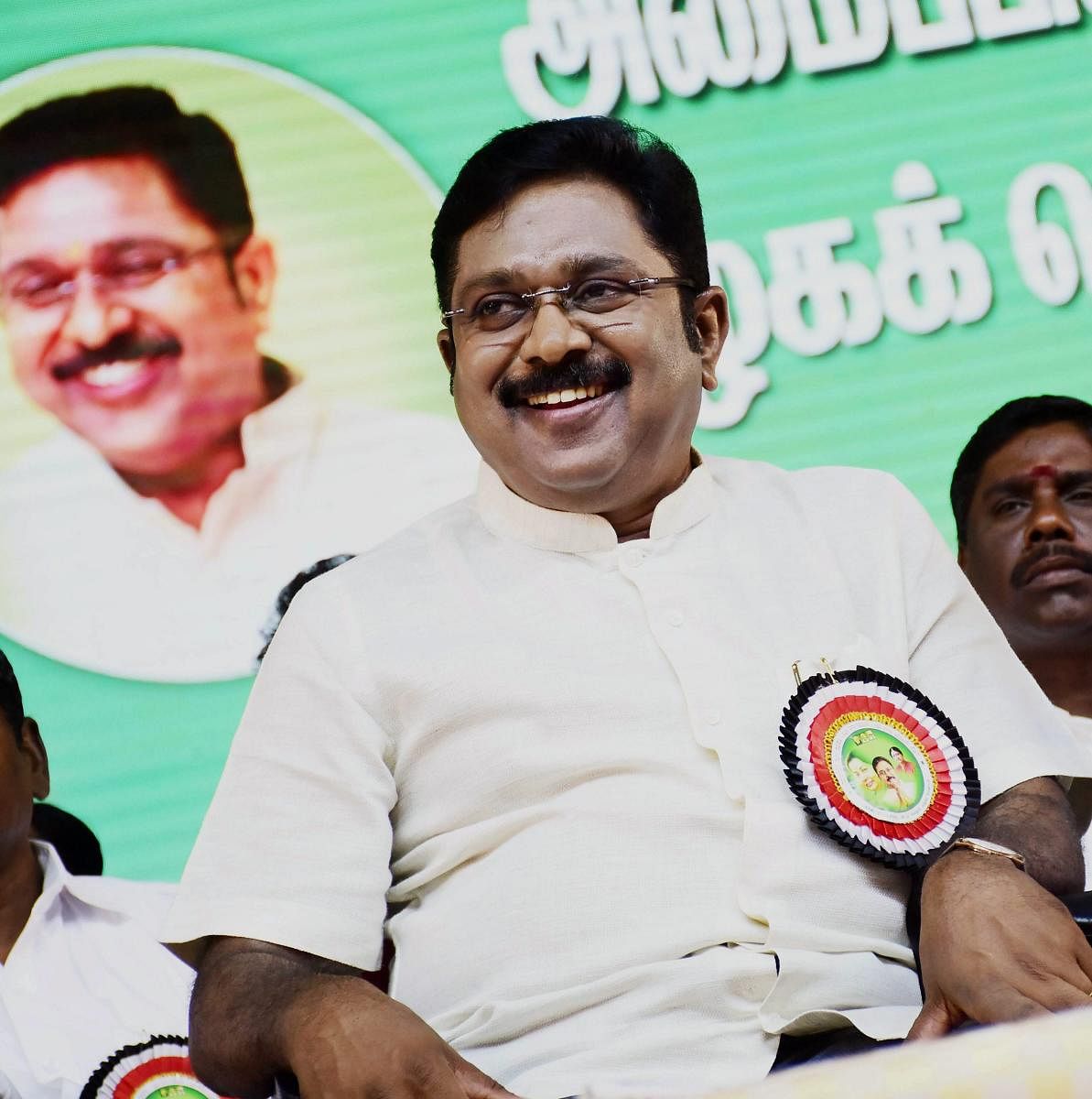 Sidelined AIADMK leader TTV Dhinakaran during the launch of his political party Amma Makkal Munnetra Kazhagam in Madurai. (PTI File Photo)
