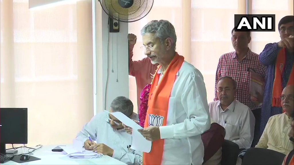 External Affairs Minister S Jaishankar on Tuesday filed his nomination papers for the Rajya Sabha poll from Gujarat, scheduled on July 5. (Image courtesy ANI/Twitter)