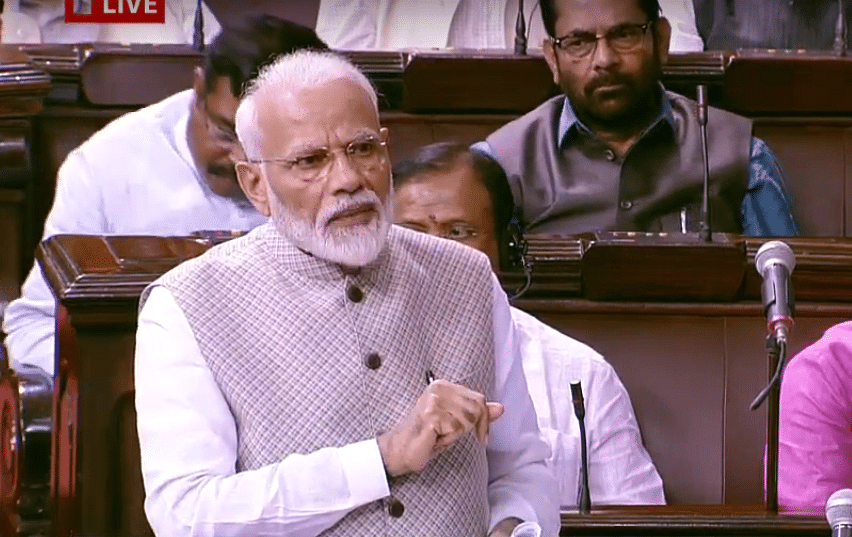 Narendra Modi speaking at Rajya Sabha on Wednesday. (Vidoegrab/RSTV)