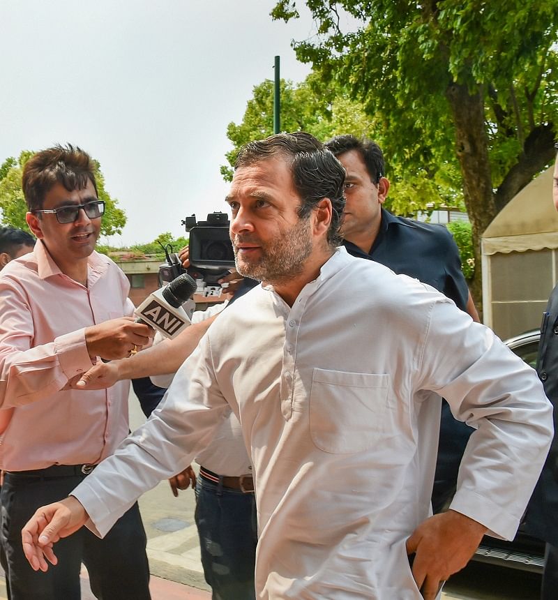 Sulking Congress president Rahul Gandhi on Wednesday told Lok Sabha members of the party that he was firm on quitting the top post and that the organisation has to look for an alternative soon. (PTI Photo)