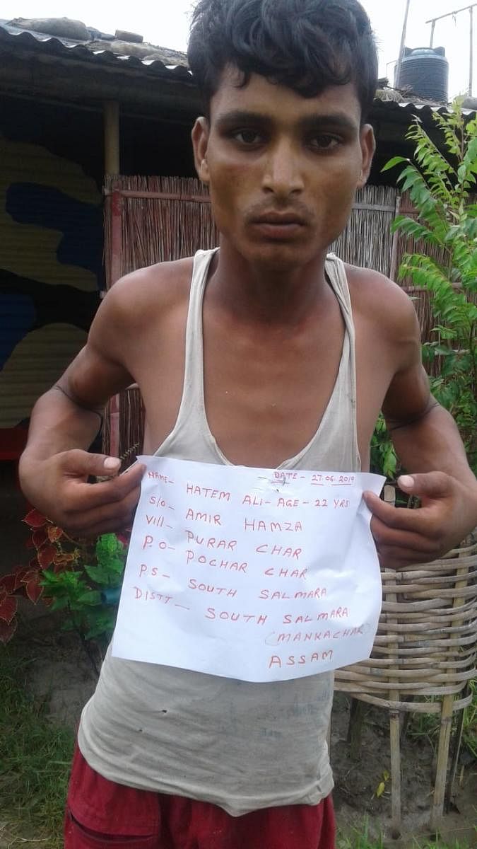 An Indian cattle smuggler arrested by BSF personnel near India-Bangladesh border in South Salmara district in western Assam on Thursday. Photo credit: BSF