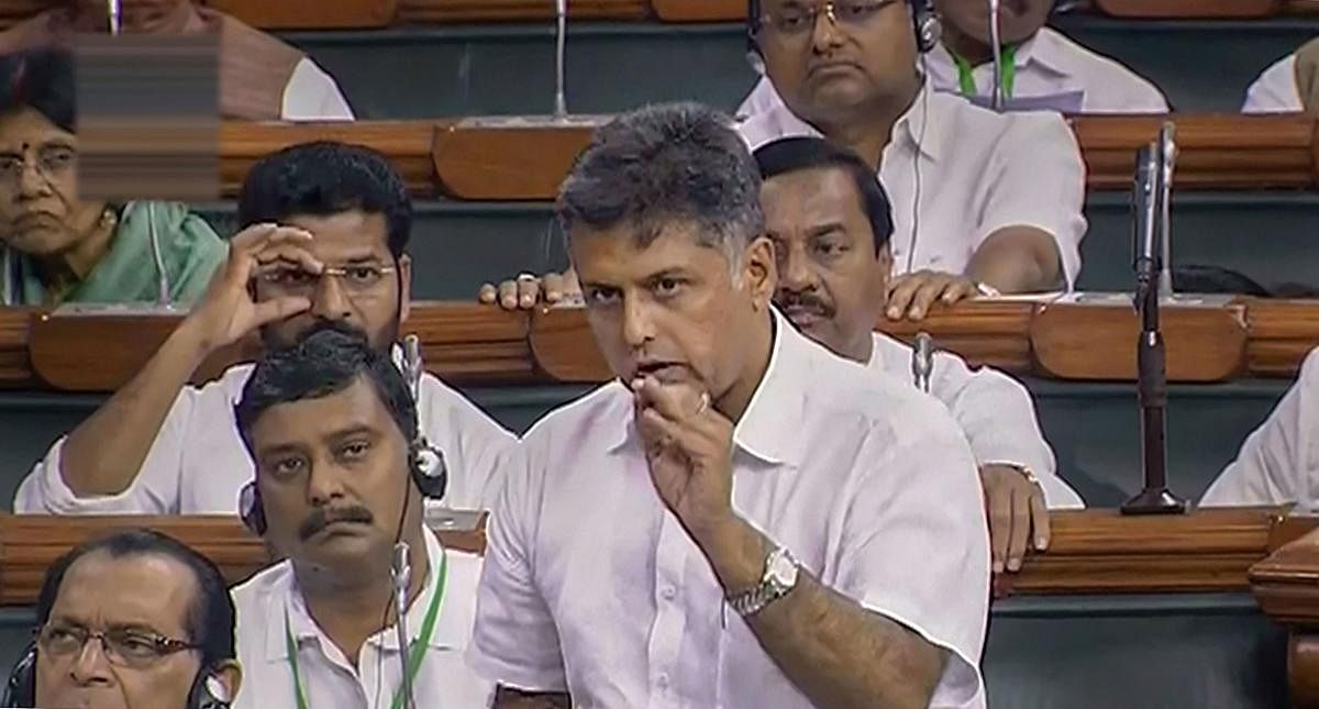 Congress MP Manish Tewari speaks in the Lok Sabha during the Budget Session of Parliament, in New Delhi. (PTI Photo)