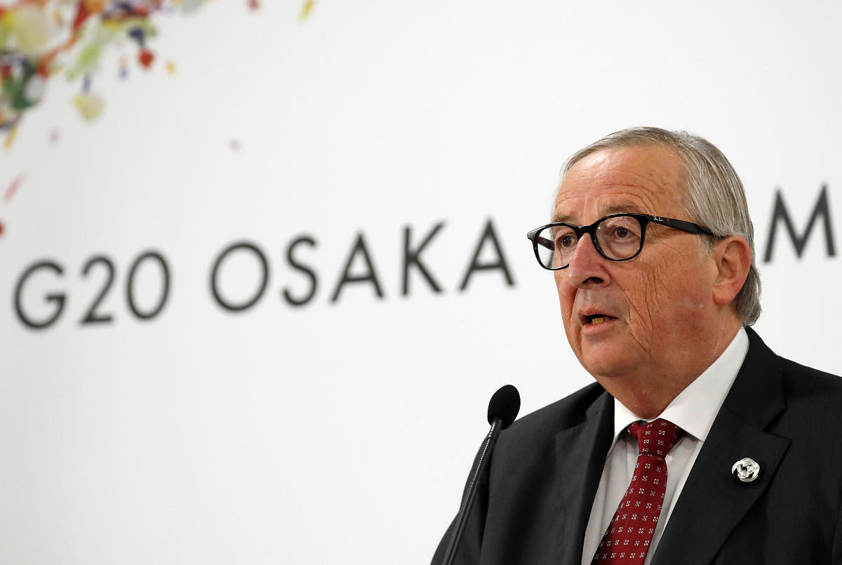 EU Commission President Jean-Claude Juncker attends a joint news conference with European Council President Donald Tusk at the G20 leaders summit in Osaka, Japan, June 28, 2019. REUTERS/Issei Kato