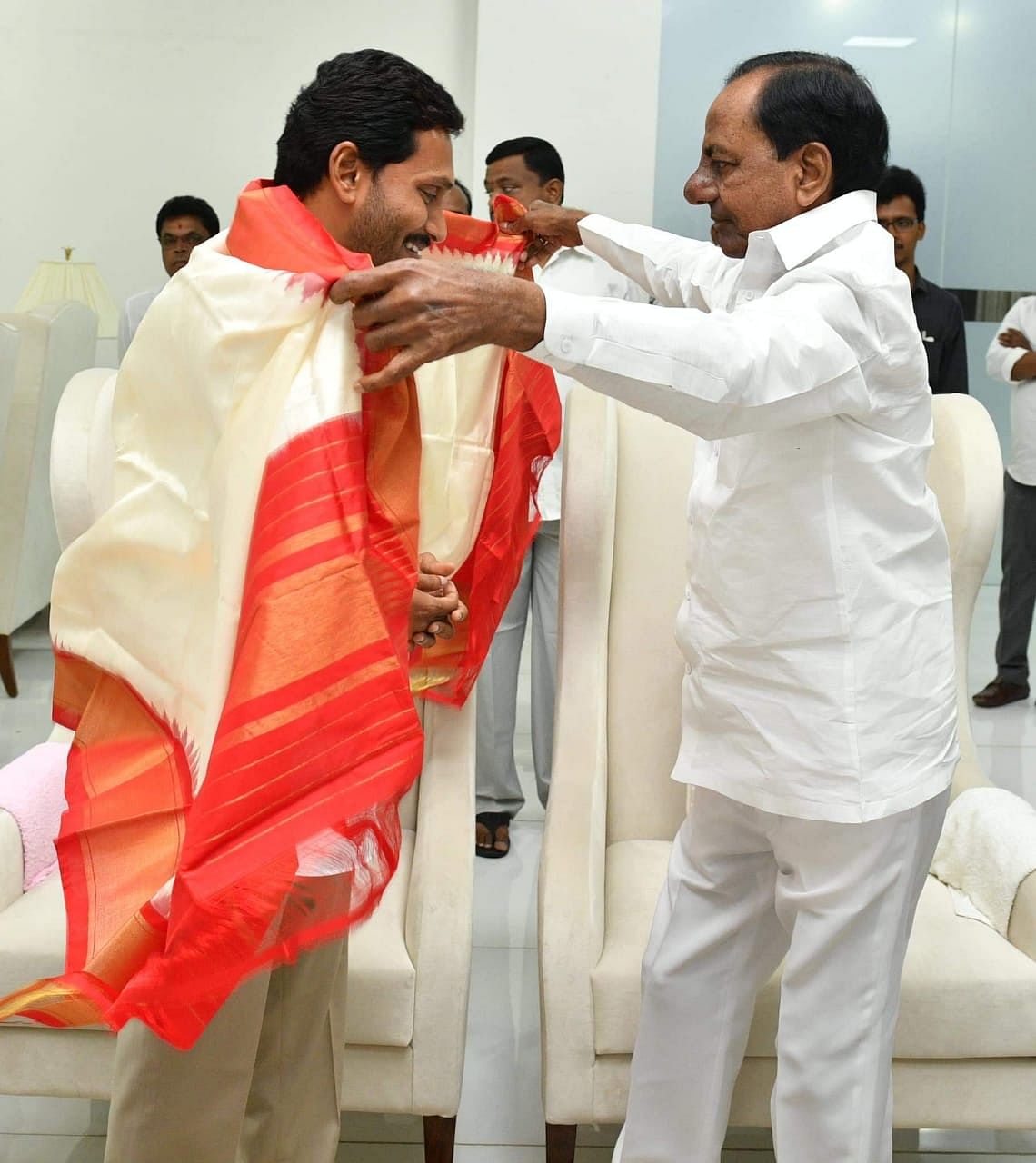 Telangana Chief Minister K Chandrasekhar Rao and AP Chief Minister YS Jaganmohan Reddy