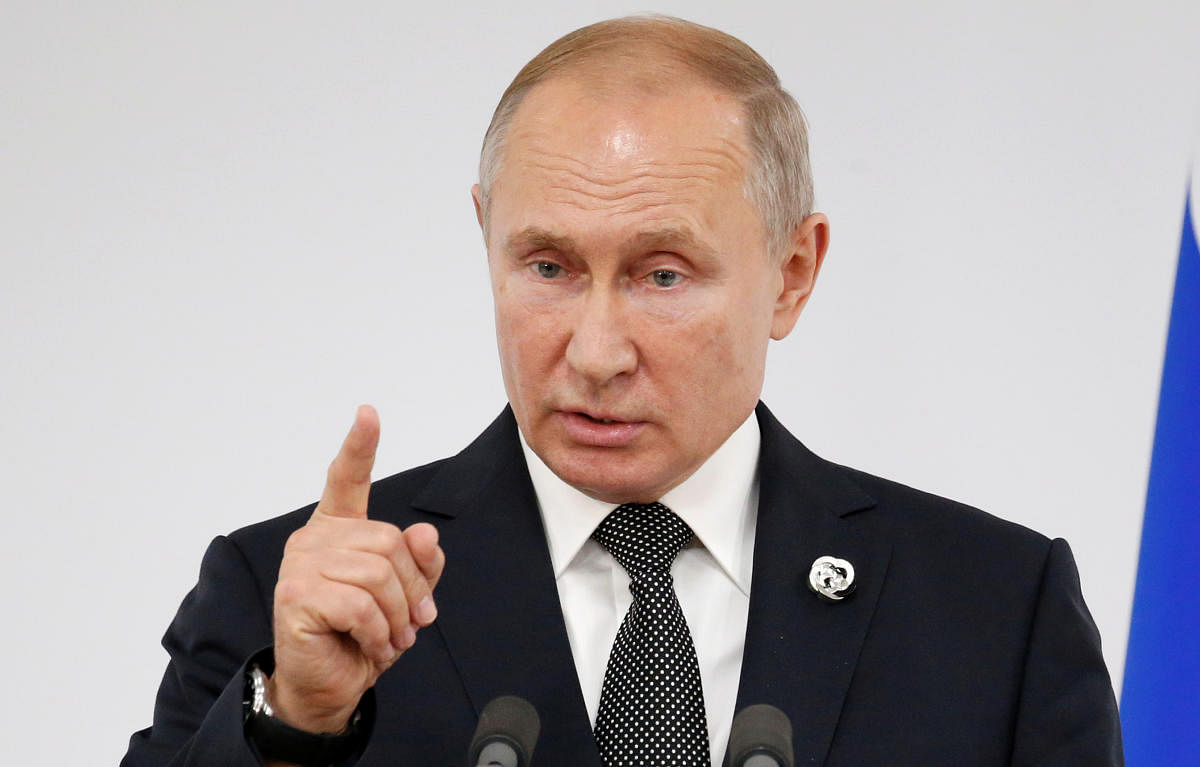 Russian President Vladimir Putin speaks to the media at the G20 summit in Osaka. (REUTERS Photo)