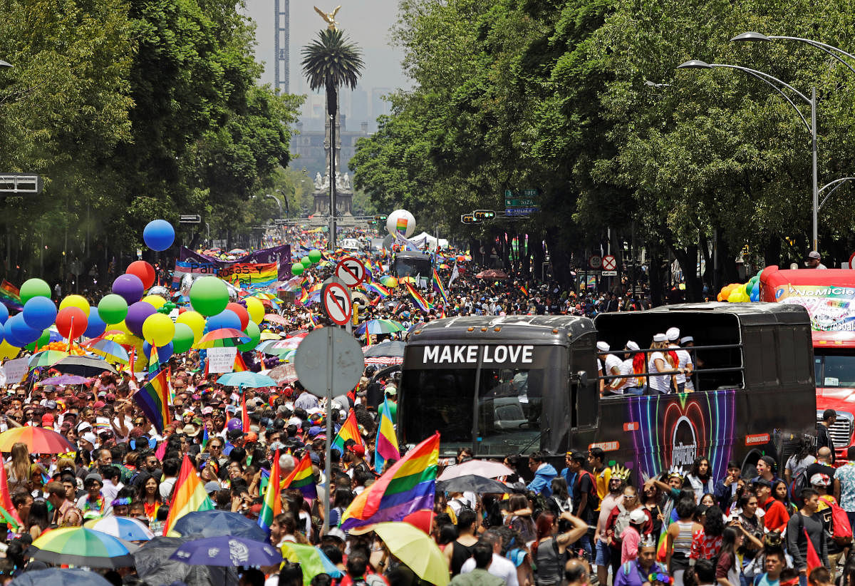 Participants take part in the gay pride parade in Mexico City, Mexico June 29, 2019. REUTERS/Luis Cortes