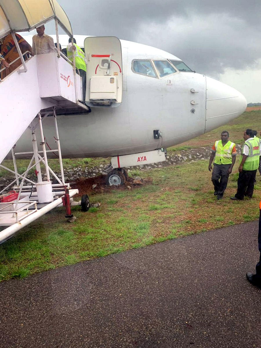 An Air India Express flight that veered off the taxiway in Mangaluru International Airport on Sunday.