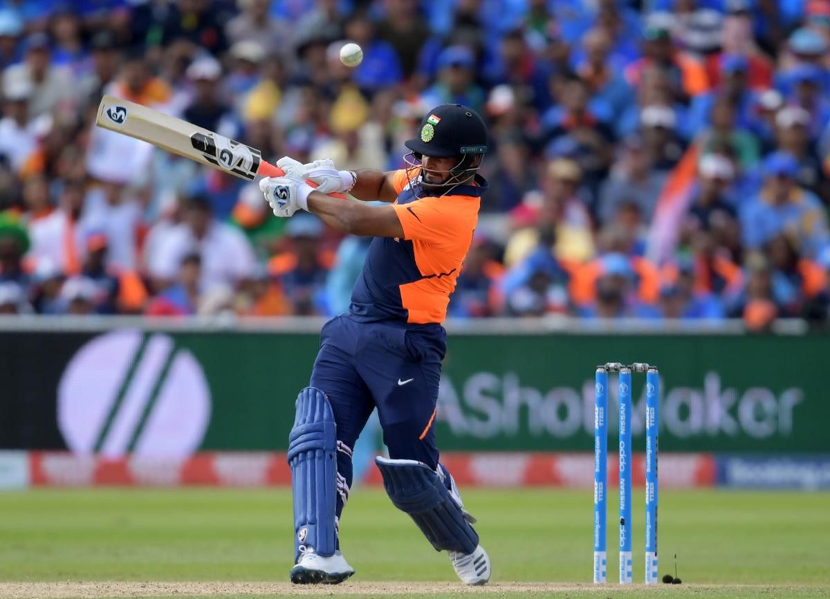 Rishabh Pant plays a shot during the match between England and India at Edgbaston. Credit: Dibyangshu Sarkar/AFP