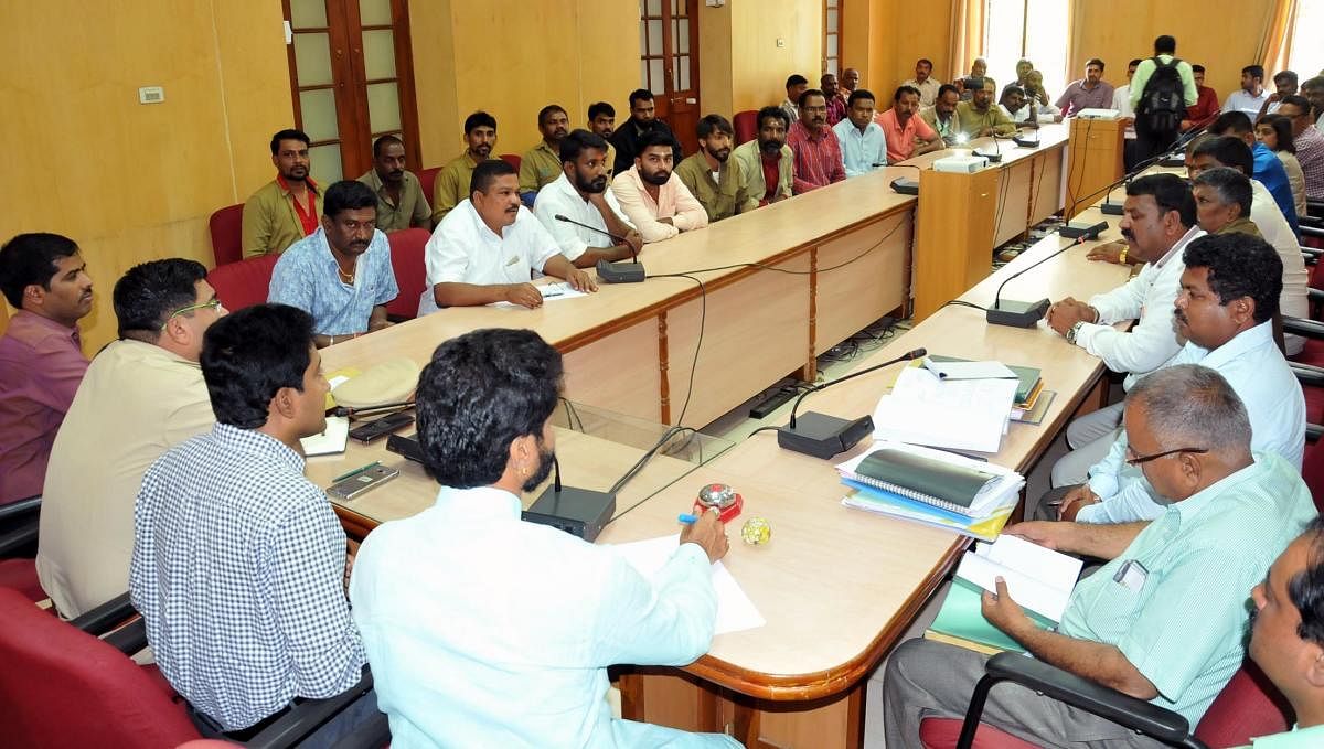 Chikkamagaluru MLA C T Ravi at a meeting on autorickshaw drivers issues in Chikkamagaluru on Monday.