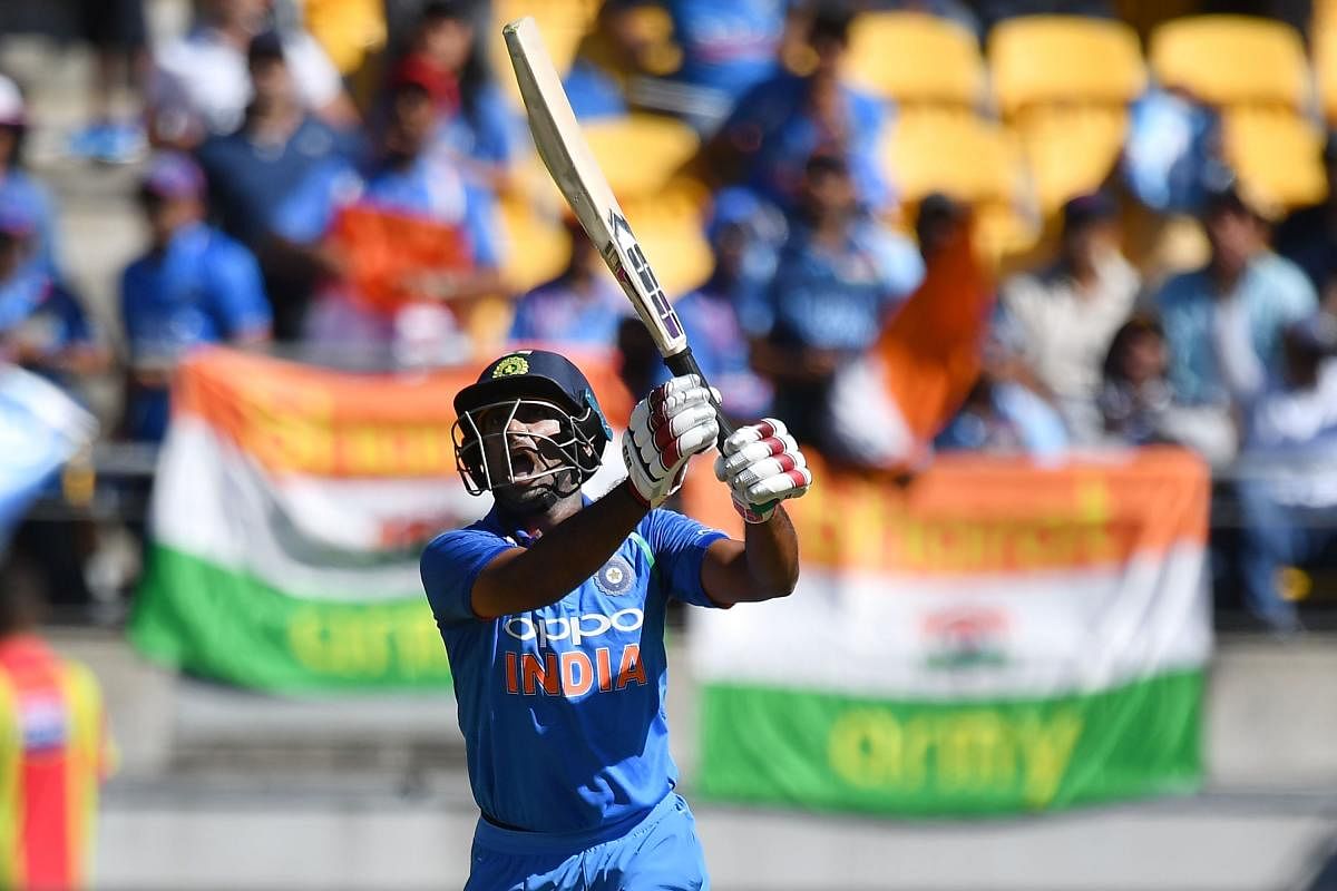 File photo of Ambati Rayudu playing a shot during the fifth one-day international (ODI) cricket match between New Zealand and India in Wellington on February 3, 2019. Photo credit: AFP