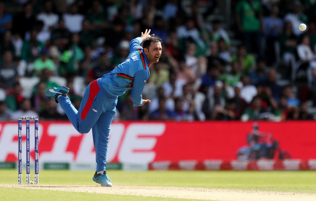  Afghanistan's Mohammad Nabi in action against Pakistan. Photo credit: Reuters