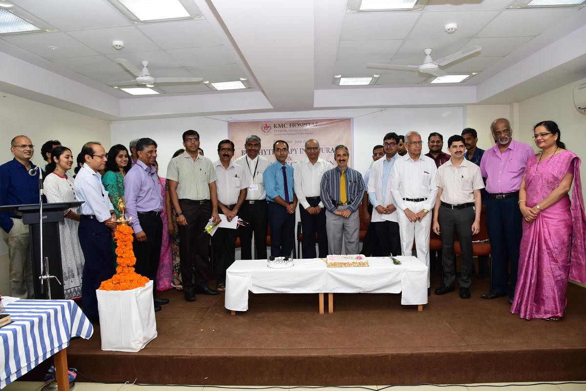 Mangalore city South MLA Vedavyas Kamath inaugurates '3D High Dose Rate Brachytherapy with In Vivo Dosimetry' at KMC Hospital in Attavar, Mangaluru.
