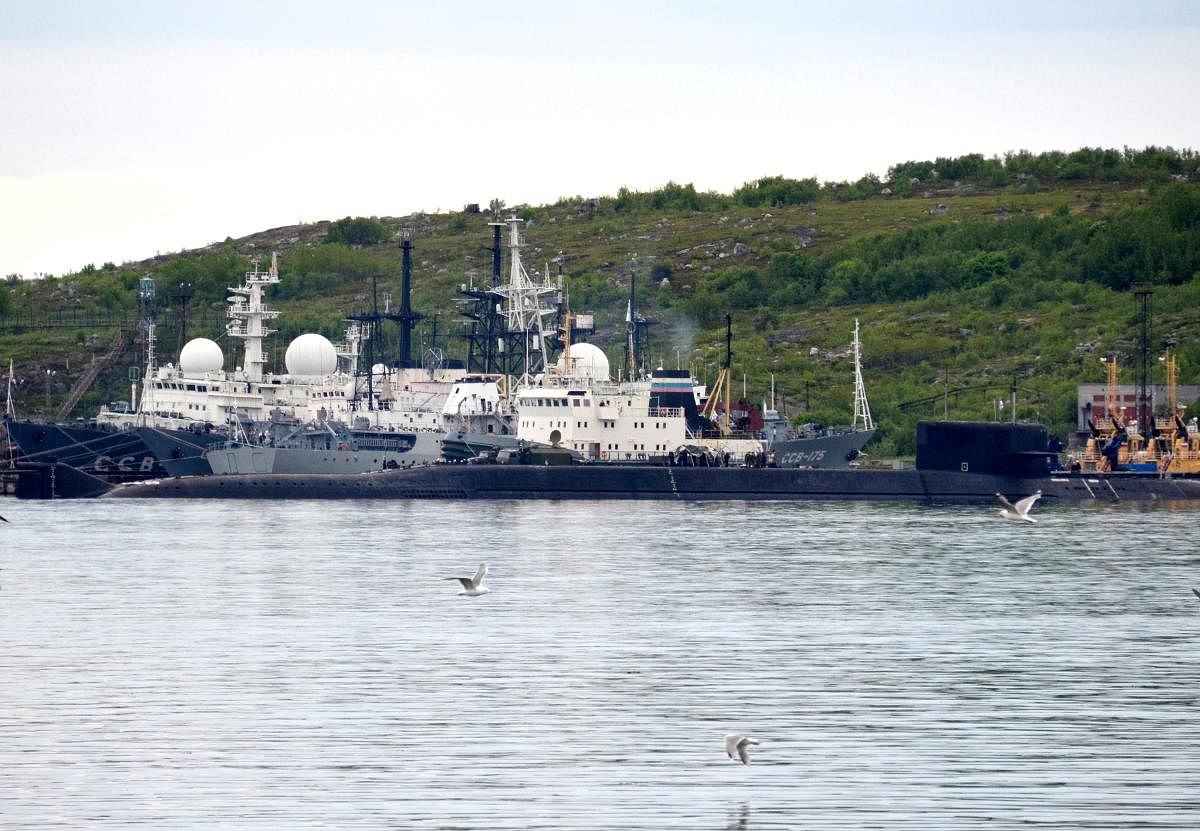 The seamen died on Monday due to smoke inhalation, the defence ministry said, following the fire on a submersible in the Barents Sea in Russia's territorial waters, but the accident was only made public on Tuesday. (AFP Photo)