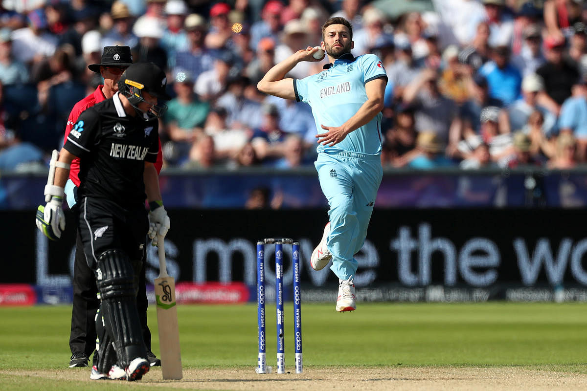 England's Mark Wood in action against New Zealand. (Reuters Photo)