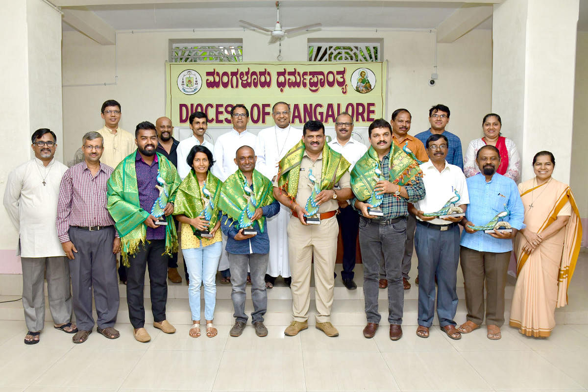 Mangaluru Bishop Dr Peter Paul Saldanha felicitated forest officers, team leaders and volunteers for supplying saplings to 124 churches under the Mangalore Diocese at the Bishop’s house on Wednesday.