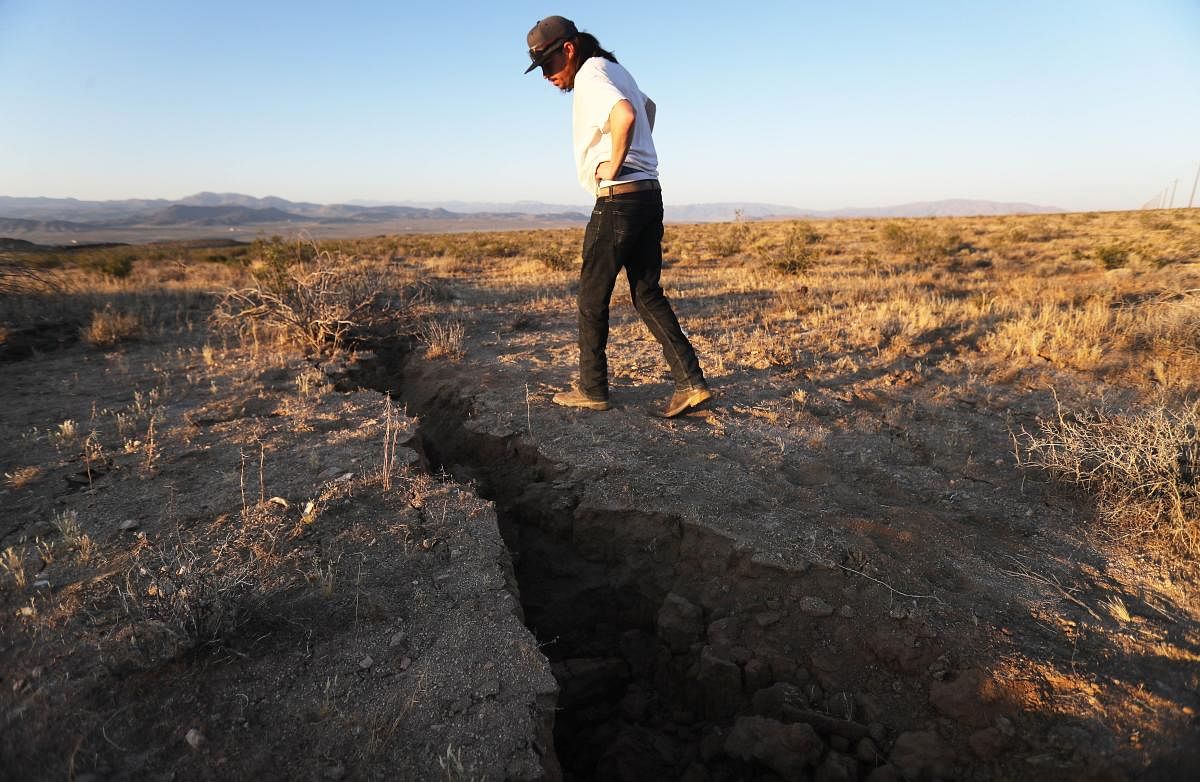 The shallow quake, followed by dozens of aftershocks, struck in the Mojave Desert six miles (10 kilometers) from the small city of Ridgecrest. (AFP Photo)
