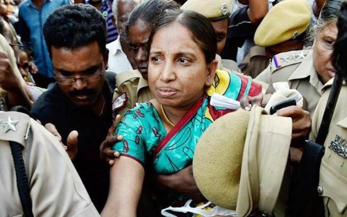 The Madras High Court on Friday granted one month parole to Nalini Sriharan, serving life sentence in the Rajiv Gandhi assassination case, after she argued her plea in person for seeking the relief to make arrangements for her daughter's wedding. File photo