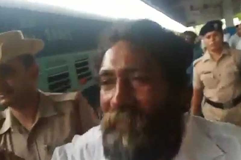 Video grab of Mugilan at Tirupati railway station