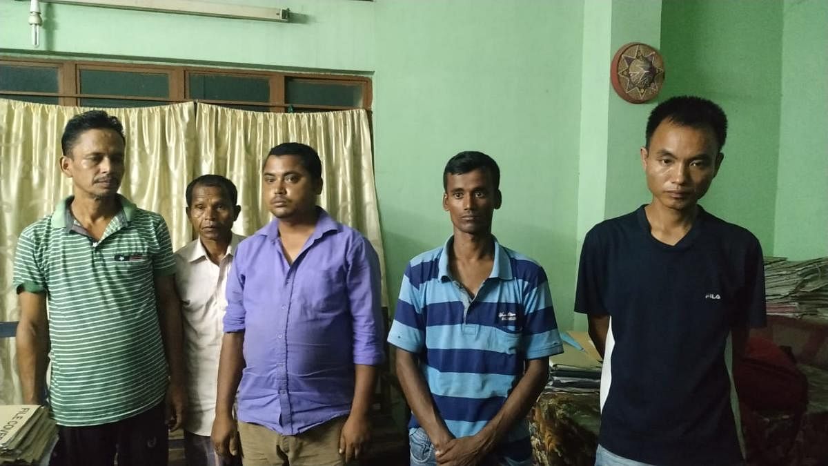 Suspected rhino poachers arrested on Saturday night. Photo credit: Assam forest department.