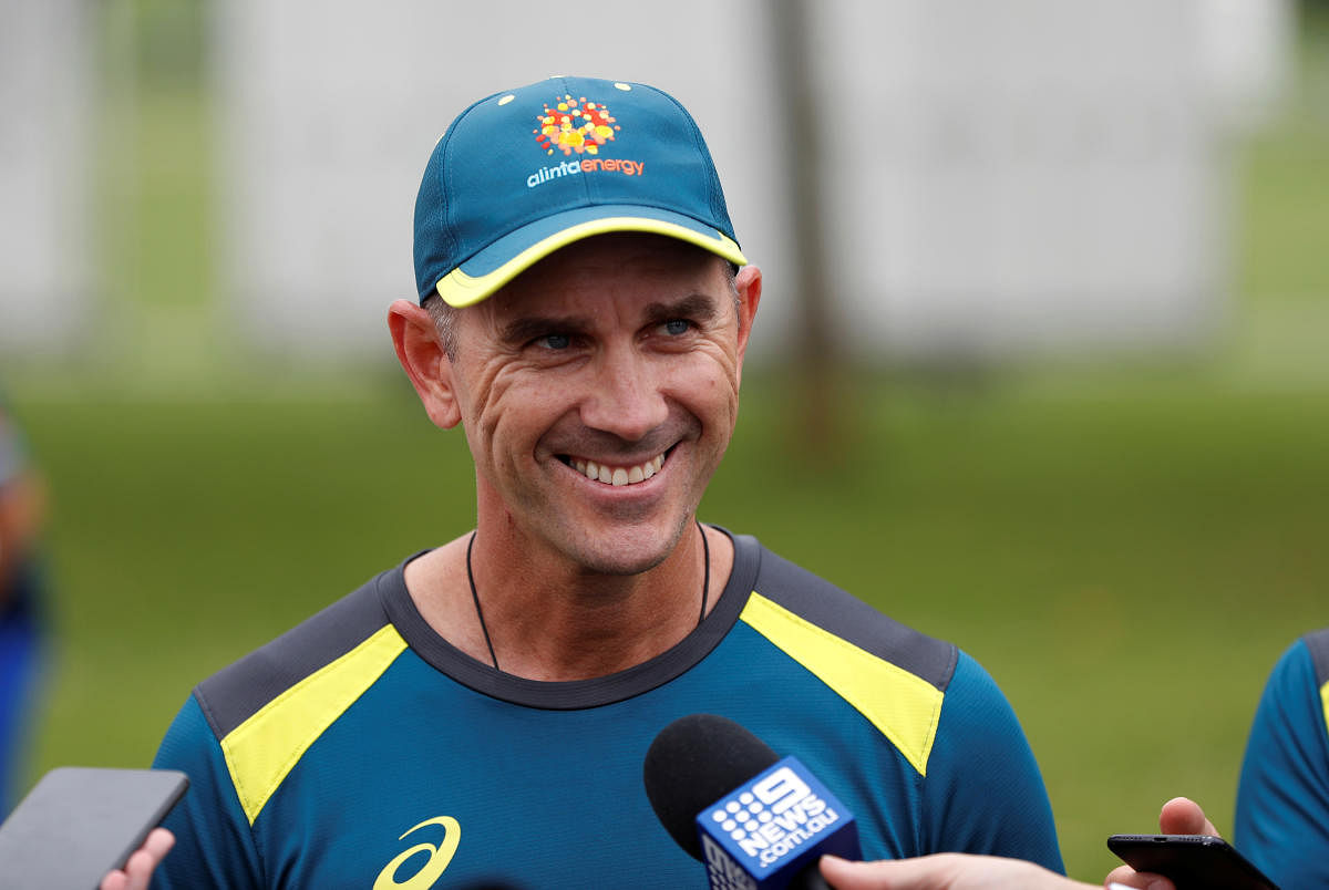 Australia's head coach Justin Langer is interviewed after nets Action Images. (Reuters Photo)