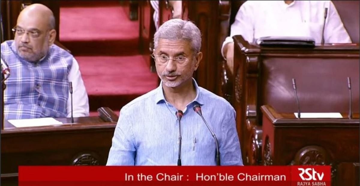 External Affairs Minister S Jaishankar, who was last week elected to the Rajya Sabha from Gujarat, Monday took oath as a member of the Upper House. (DH Photo)