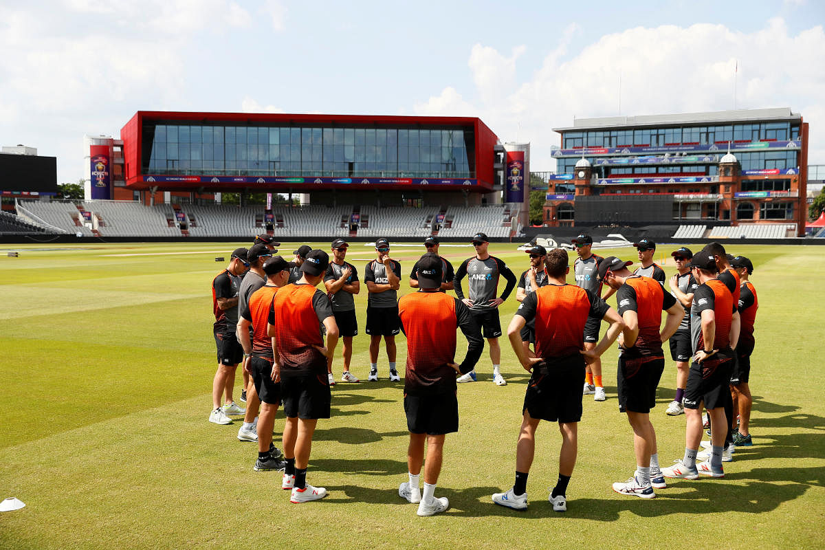 New Zealand cricket team during the practice session ahead of their clash with India. Photo credit: Reuters