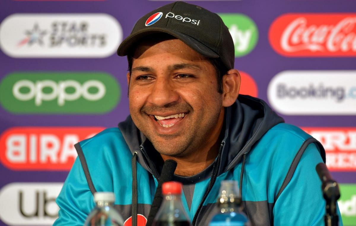 File photo of Sarfaraz Ahmed during a press conference in ICC World Cup 2019. Photo credit: AFP