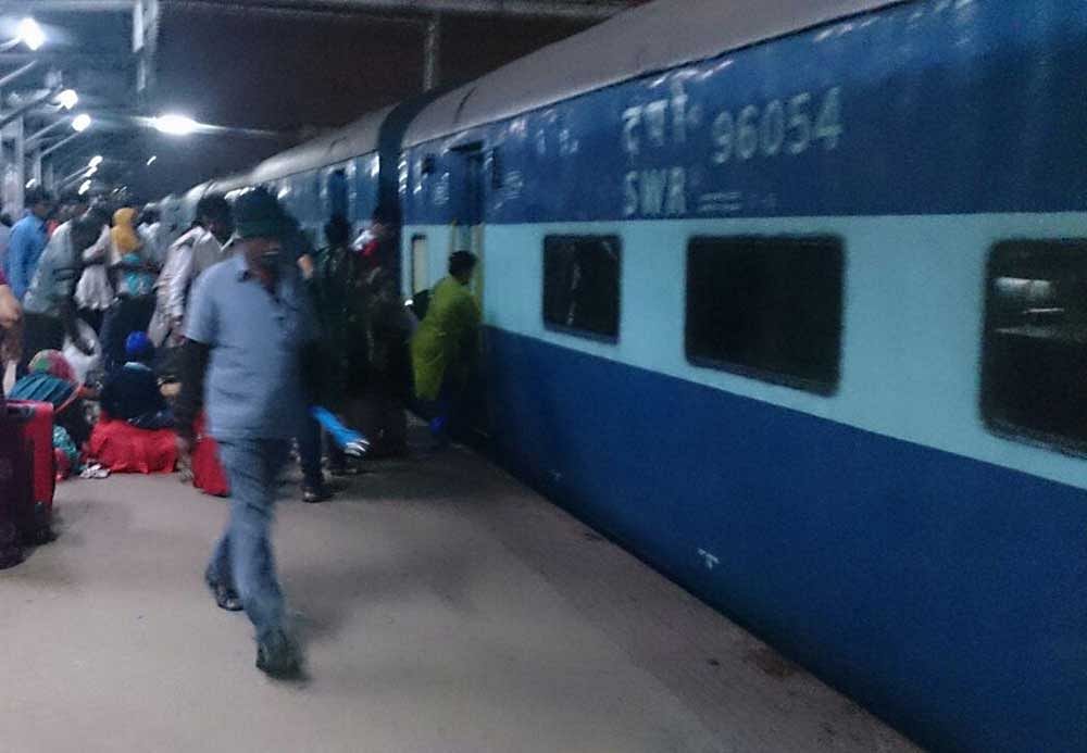 Services were disrupted on Tuesday following landslide and flow of slurry with boulders on the track near Siribagilu. DH file photo for representation