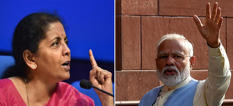 Finance minister Nirmala Sitharaman and Prime minister Narendra Modi. File photo