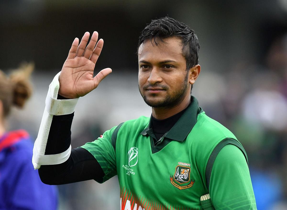 Shakib Al Hasan during a match in the ICC World Cup 2019. Photo credit: AFP