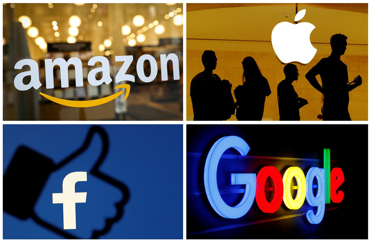 The logos of Amazon, Apple, Facebook and Google. Reuters photo