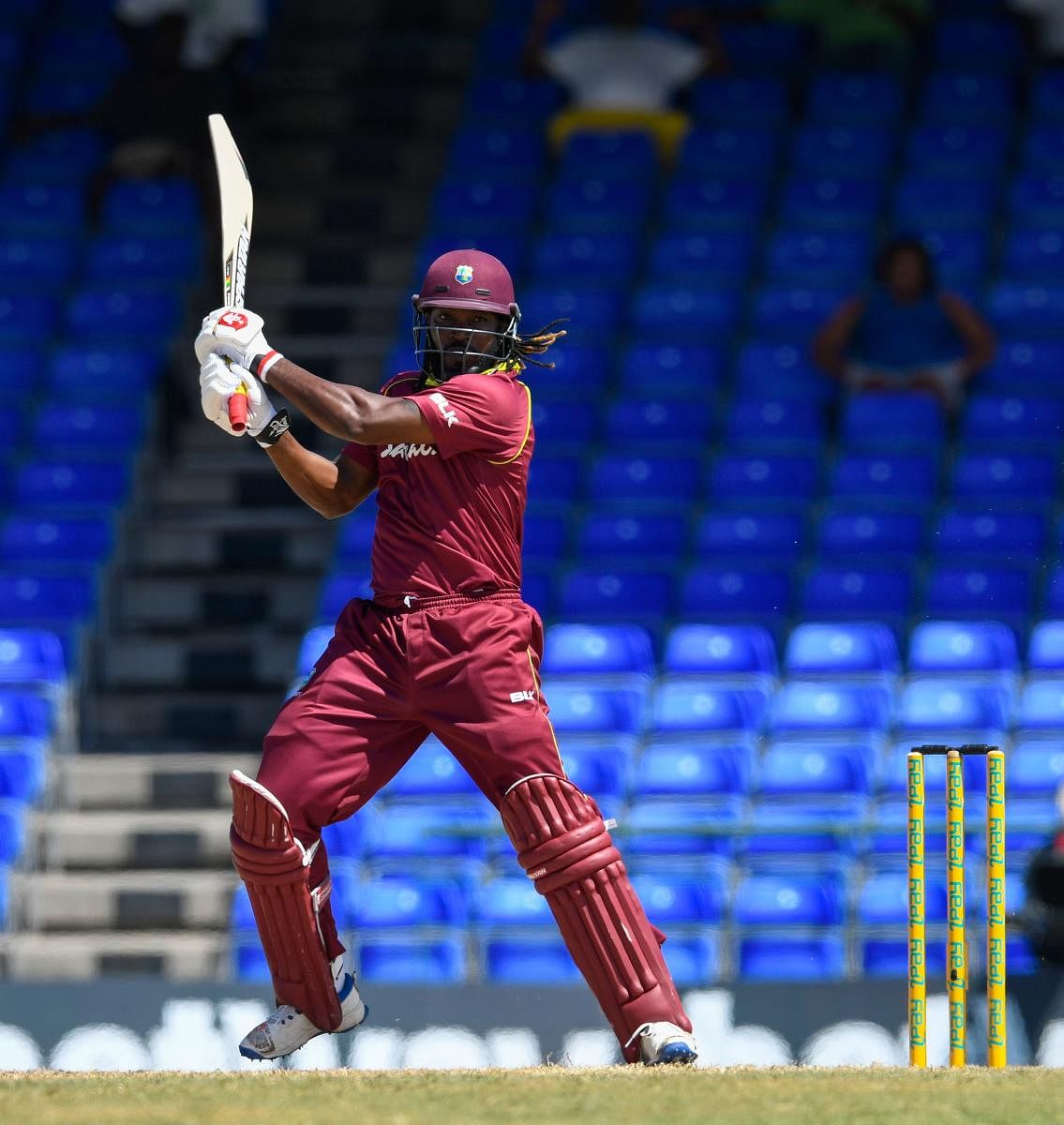 STILL CHUGGING: Chris Gayle’s good form augurs well for the West Indies in the World Cup.AFP