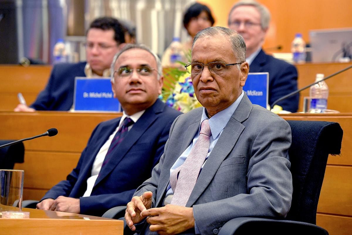 Infosys co-founder Narayana Murthy said on Saturday that looking at "what is happening in different parts of the country today", the youth need to state bluntly that this was not the country for which our forefathers got freedom. AFP file photo