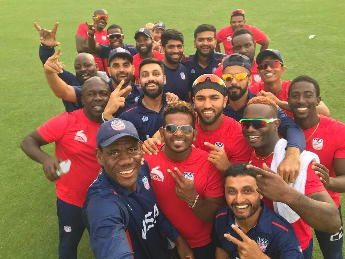 UNITED COLOURS: The United States team celebrates after attaining the ODI status. USA Cricket