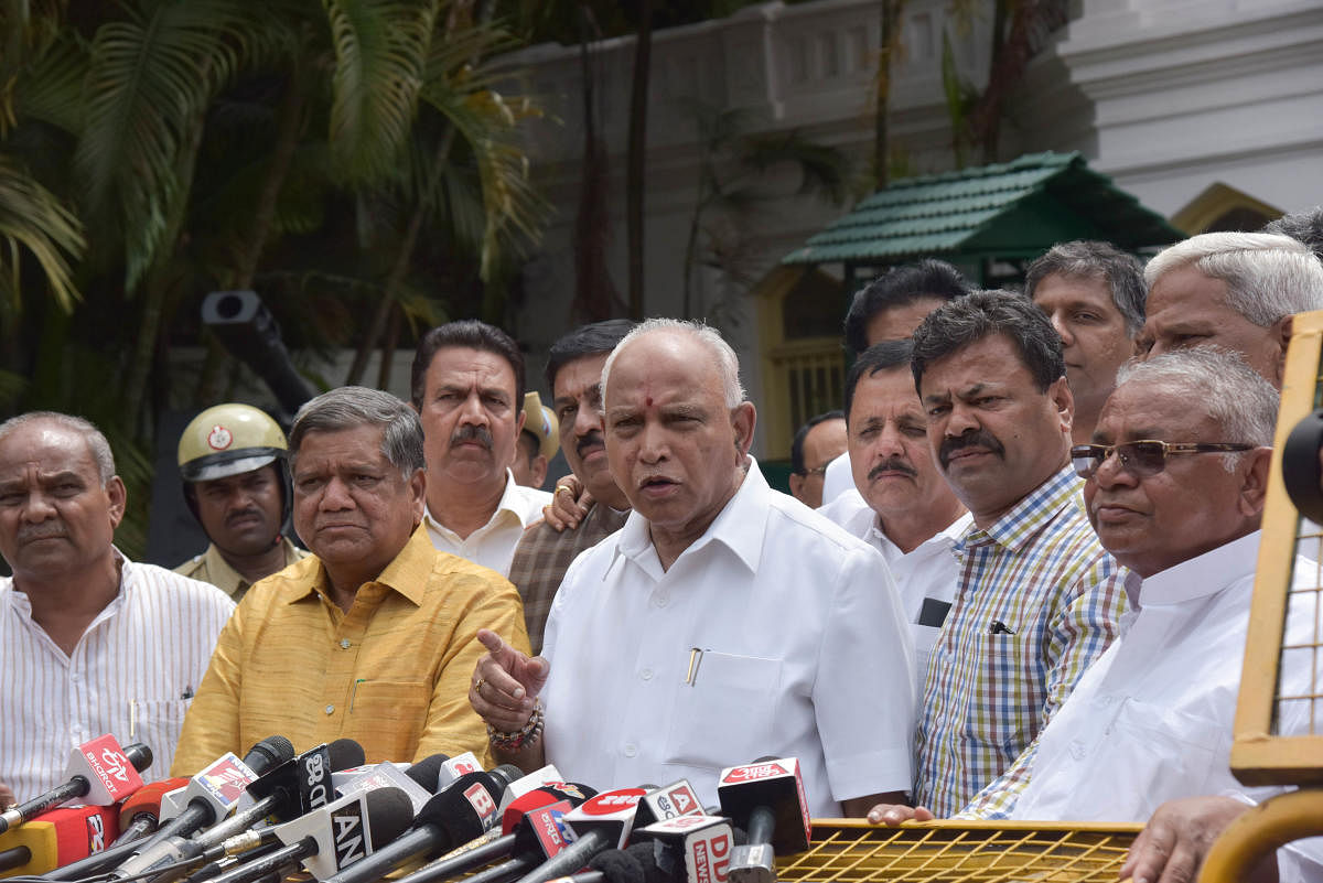 “The chief minister openly told the Legislative Assembly that he doesn’t want to continue without the confidence of the MLAs. In his own words, nothing else can be taken up in the Assembly session before the trust motion,” Yeddyurappa said. (DH Photo)