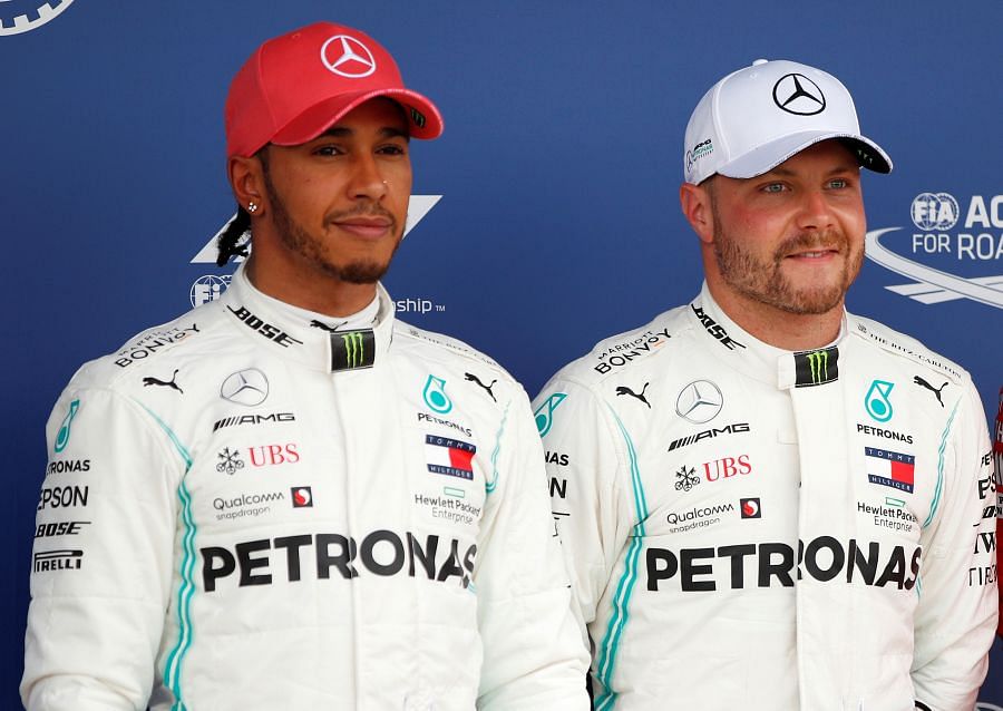 Valtteri Bottas (right) pipped his Mercedes team-mate Lewis Hamilton to pole position for the British Grand Prix. Picture credit: Reuters