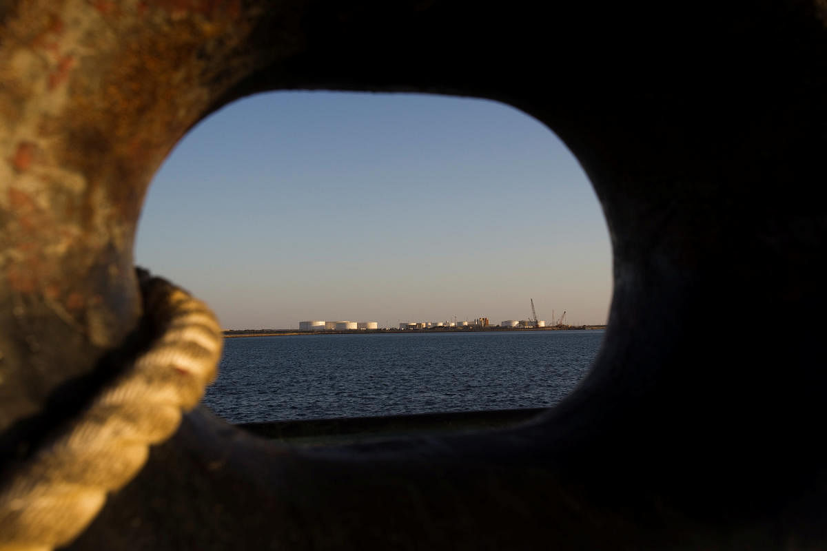 A general view of an oil dock is seen from a ship at the port of Kalantari in the city of Chabahar, 300km east of the Strait of Hormuz. REUTERS File Photo