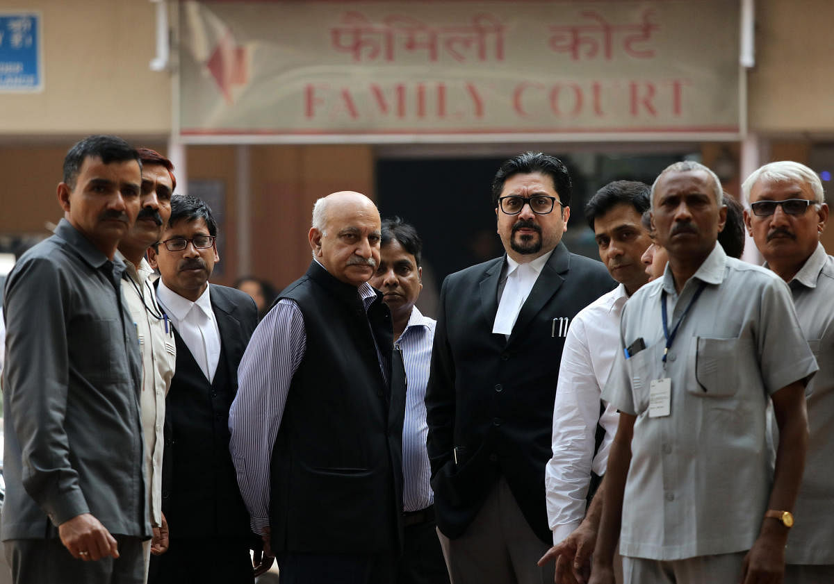 M.J. Akbar leaves a court after a hearing in a defamation suit he filed against Priya Ramani (Reuters Photo)