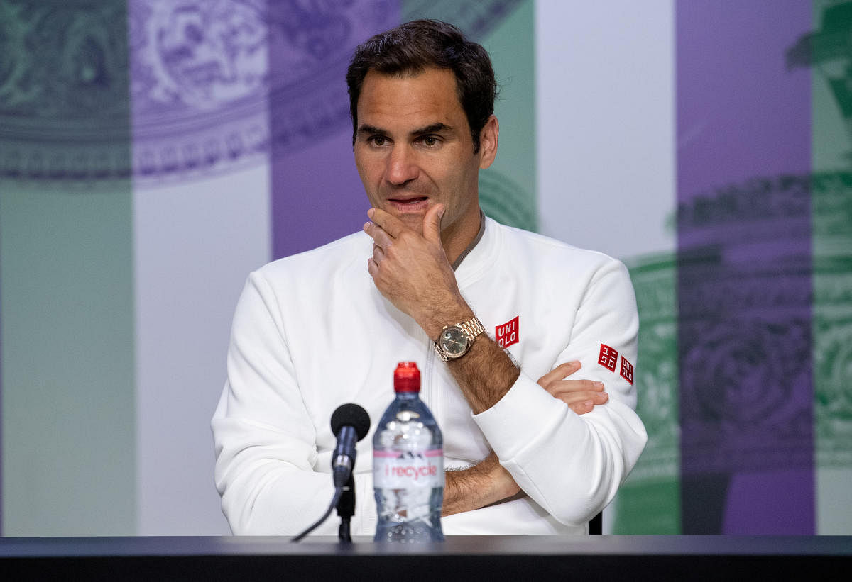 Roger Federer during a press conference after the final. REUTERS