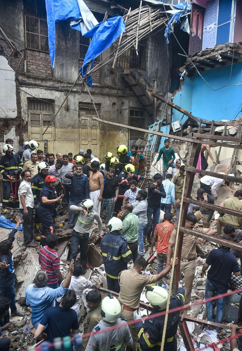 About 40 to 50 people are feared trapped under the debris, civic officials said. (PTI Photo)