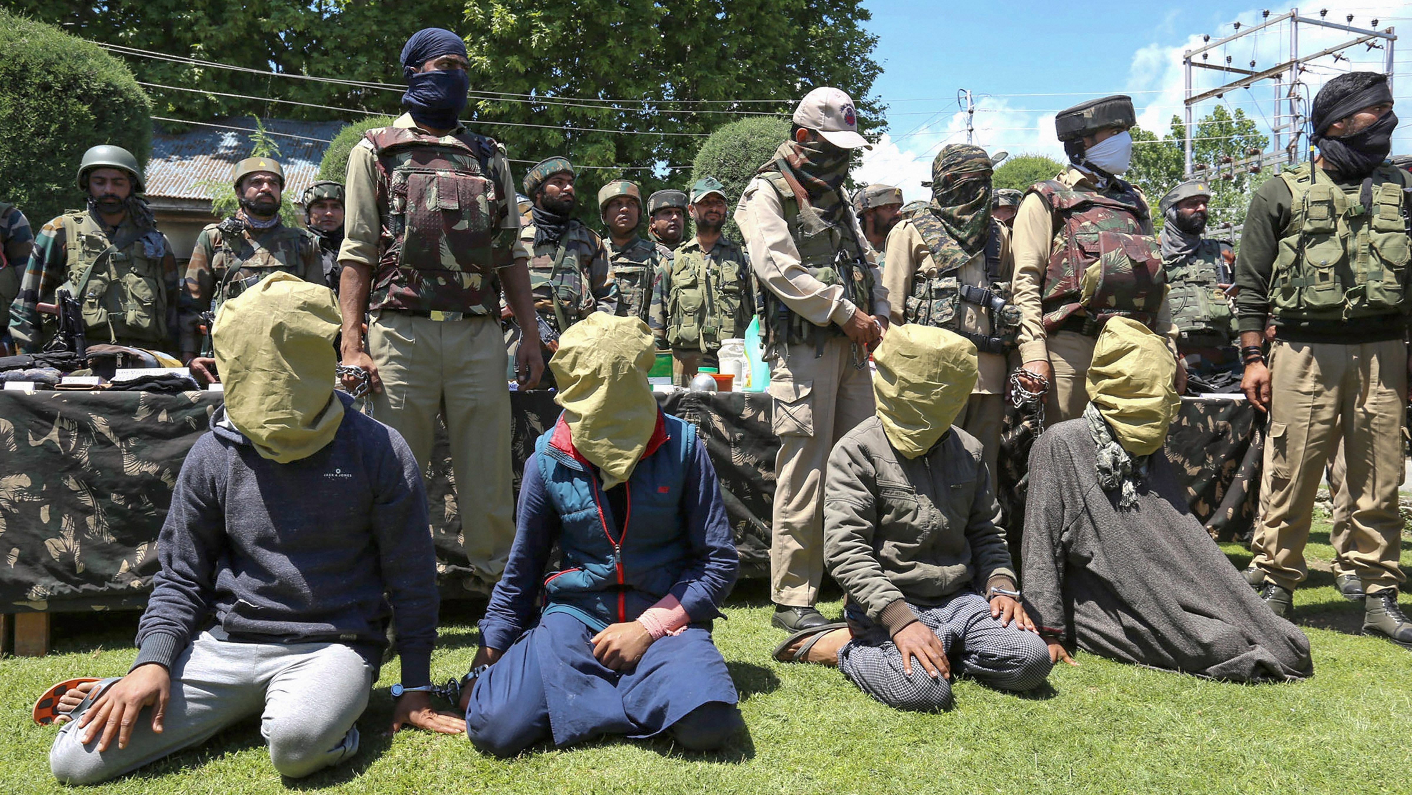A Lashkar-e-Taiba terror module was busted in north Kashmir on Wednesday and 10 people, including four militants who were purportedly responsible for gunning down three boys at Baramulla on April 30, were arrested. PTI file photo