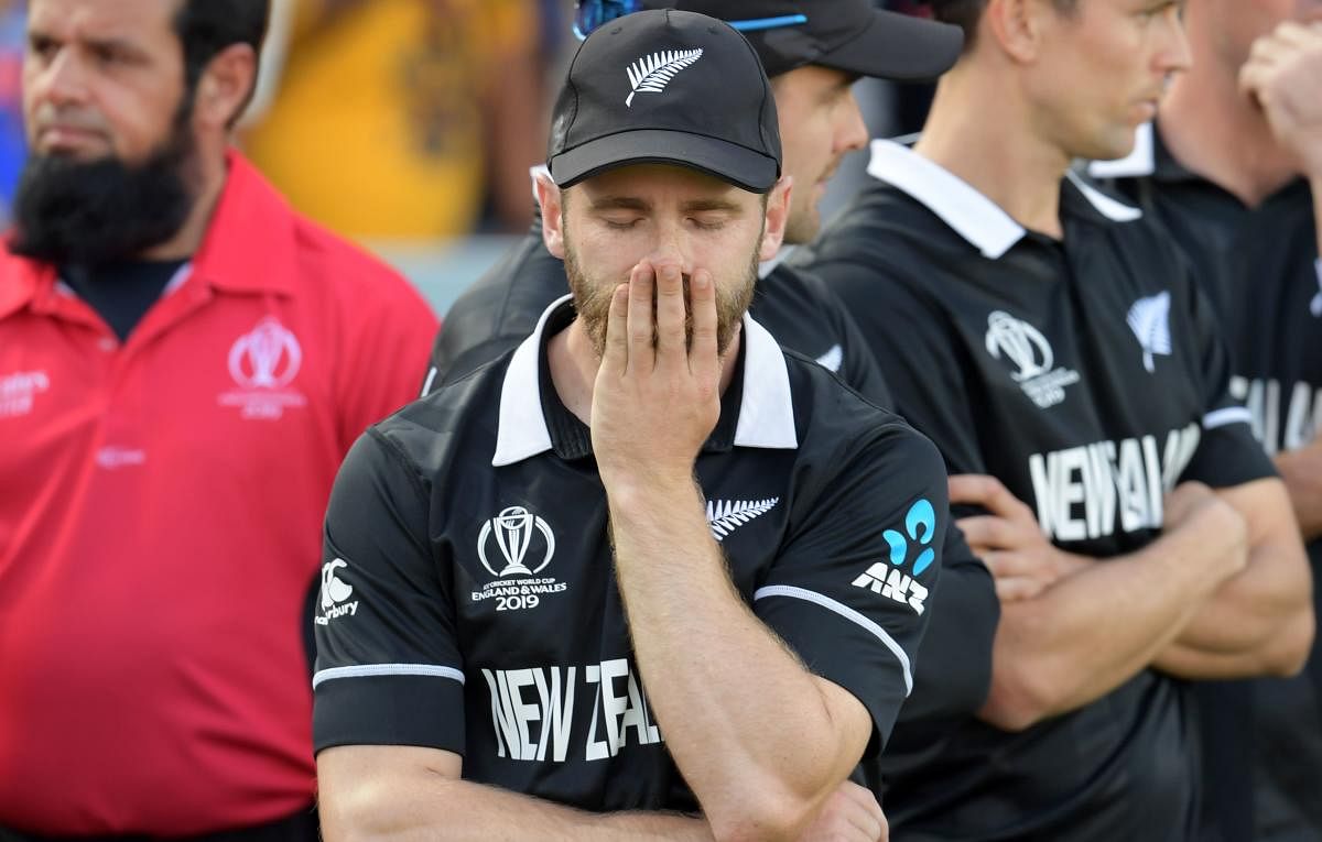 New Zealand's captain Kane Williamson reacts after the 2019 Cricket World Cup final between England and New Zealand at Lord's Cricket Ground, the England defeated the Kiwis. Photo credit: AFP 