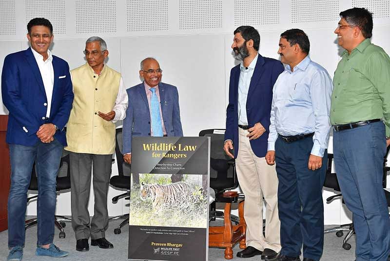 Releasing a book — ‘Wildlife Law for Rangers’, by conservationist Praveen Bhargav of Wildlife First at Chitrakala Parishat, Kumble said, “We have enough laws to protect our precious flora and fauna. But due to lack of knowledge and poor interpretation of the rules, many fail to exercise them. In this context, the new book will be handy for the field officials to deal with the forest offences and wildlife crime.” (DH Photo)