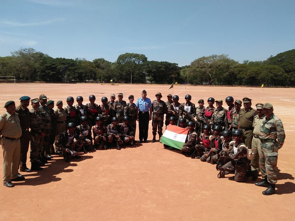 NCC cadets at the demo-cum-lecture on tactical operations at the Jalahalli East Air Force station. 